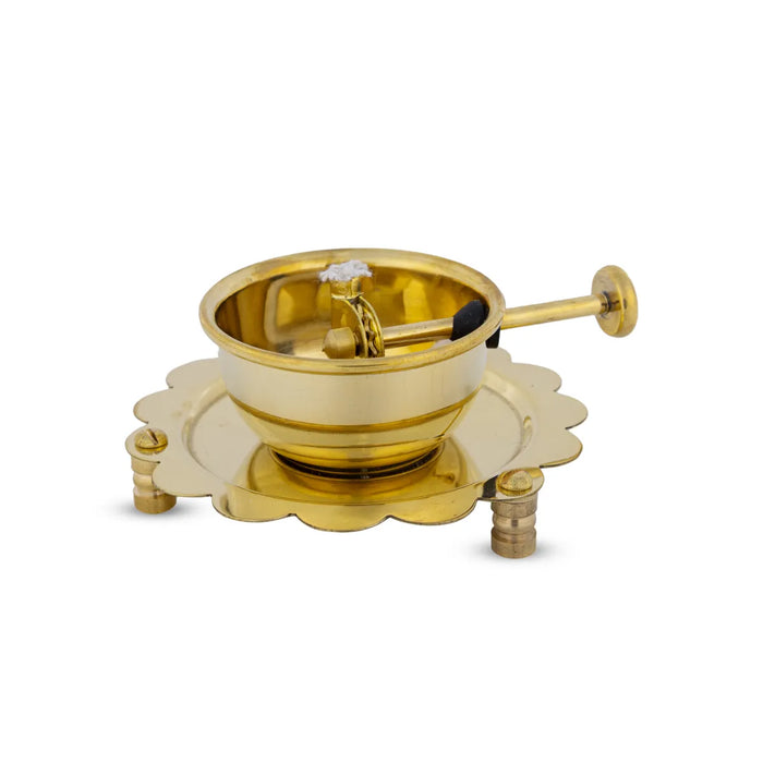 Akhand Lamp Glass Dhoom - 5 x 4.75 inches | Brass Diya Protecter / Adjustable bati / Safe Lamp Cover For Pooja - Nanda Deep & Pyali Deep