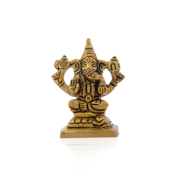 Ganesha Idol - 2 x 1.5 Inches | Antique Brass Statue/ Vinayagar Statue for Pooja/ 150 Gms Approx