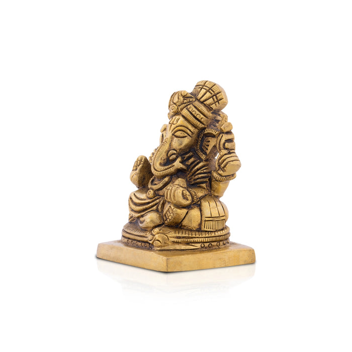 Ganesh Pagidi - 3 x 2.5 Inches | Antique Brass Statue/ Ganesh murti for Pooja/ 505 Gms Approx
