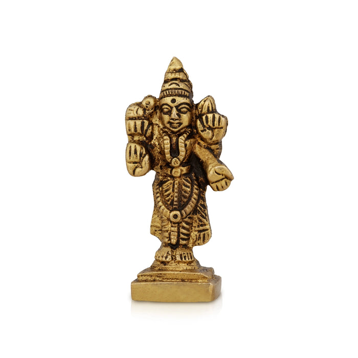 Kannika Parameshwari Amman Standing On Base- 2.25 X 1 Inches | Antique Brass Idol/Kanyaka Parameshwari For Pooja - Brass Murties