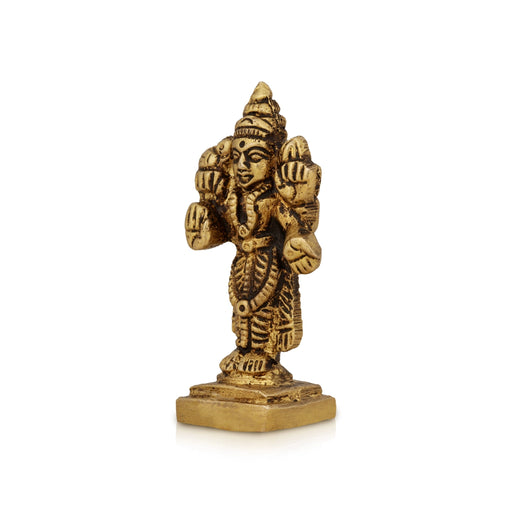 Kannika Parameshwari Amman Standing On Base- 2.25 X 1 Inches | Antique Brass Idol/Kanyaka Parameshwari For Pooja - Brass Murties