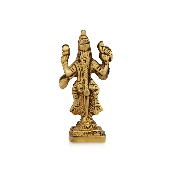 Kannika Parameshwari Amman Standing On Base- 2 X 1 Inches | Antique Brass Idol/ Kanyaka Parameshwari For Pooja - Brass Murties