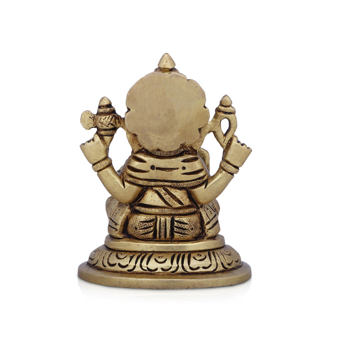 Ganesh Murti - 4 x 3 Inches | Antique Brass Idol/ Ganapati Idol for Pooja/ 2.860 Kgs Approx - Brass Murties