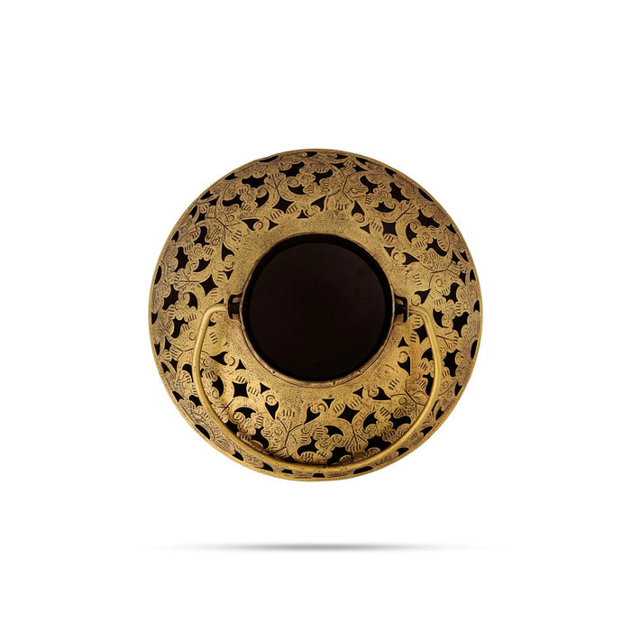 Bird Degchi Design Tealight Candle Holder With Handle- 6.5 X 8.5 Inches | Metal T Light Holder/ Tea Light Holder - Table Stand Accessories