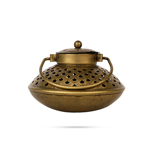 Degchi Design Tealight Candle Holder With Handle- 4 X 5.5 Inches | Metal T Light Holder/ Sambrani Holder For Home - Table Stand Accessories