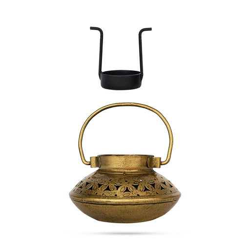 Degchi Design Tealight Candle Holder With Handle- 3 X 5 Inches | Iron Sambrani Holder/ T Light Holder For Home - Table Stand Accessories