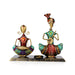Rajasthani Musician Couple With Candle Holder- 9.5 X 10.5 Inch| Diwali Decor/ Metal Musician Showpiece For Home - Table Stand Accessories