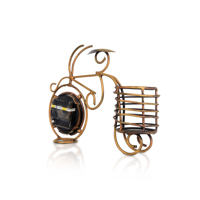 Cycle Design Watch With Pen Stand- 7.75 X 10.25 Inches | Pen Holder/ Pen Organizer For Office Desk, Study Table - Table Stand Accessories