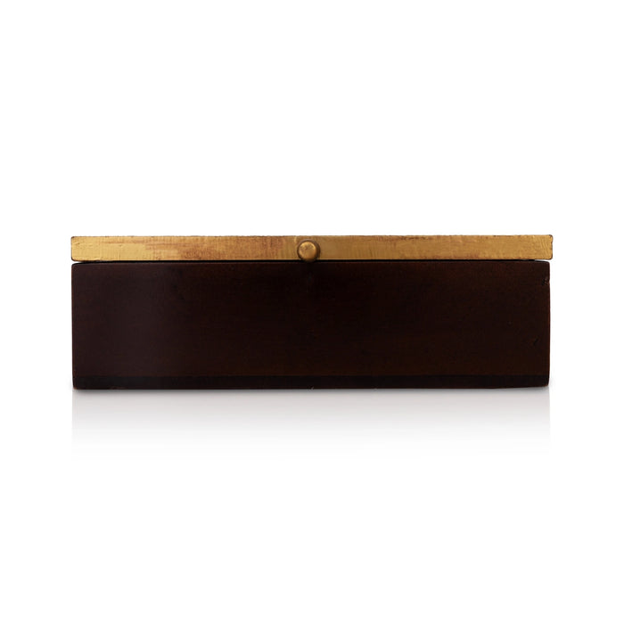 Brass Polished Storage Box - 2.75 X 8 X 8 Inches | Dry Fruit Box/ Wooden Box For Kitchen Organization - Pooja Box & Paduka