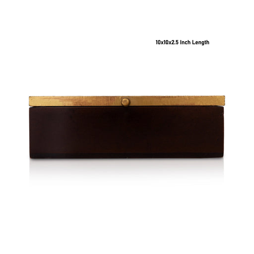 Brass Polished Storage Box - 2.75 X 8 X 8 Inches | Dry Fruit Box/ Wooden Box For Kitchen Organization - Pooja Box & Paduka