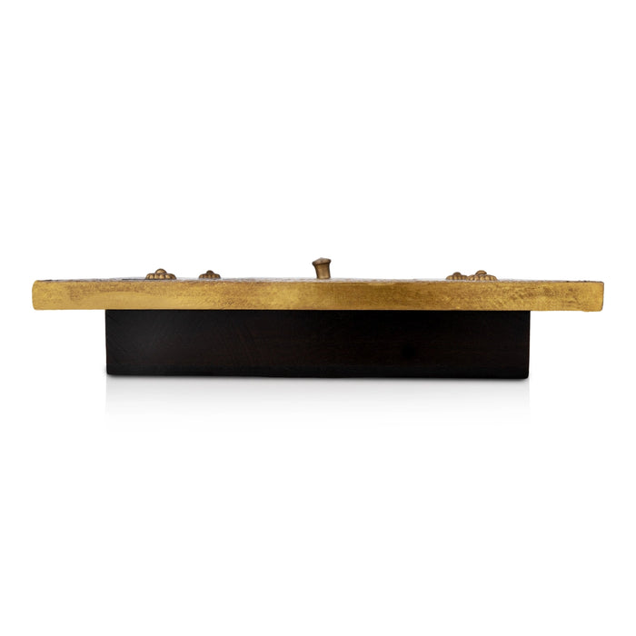 Brass Polished Storage Box - 1.75 X 10 X 8 Inches | Dry Fruit Box/ Wooden Box For Kitchen Organization - Pooja Box & Paduka