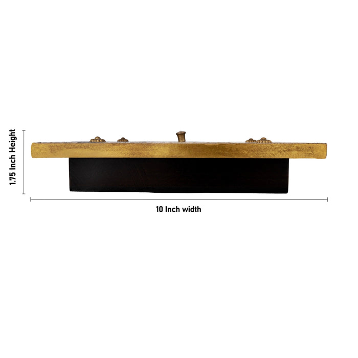 Brass Polished Storage Box - 1.75 X 10 X 8 Inches | Dry Fruit Box/ Wooden Box For Kitchen Organization - Pooja Box & Paduka