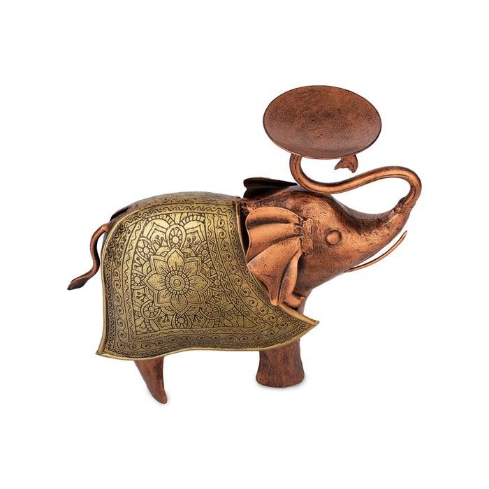 Elephant Statue Design Tealight Candle Holder- 10.5 X 10 Inches | T Light Holder/ Tea Light Stand For Home - Table Stand Accessories