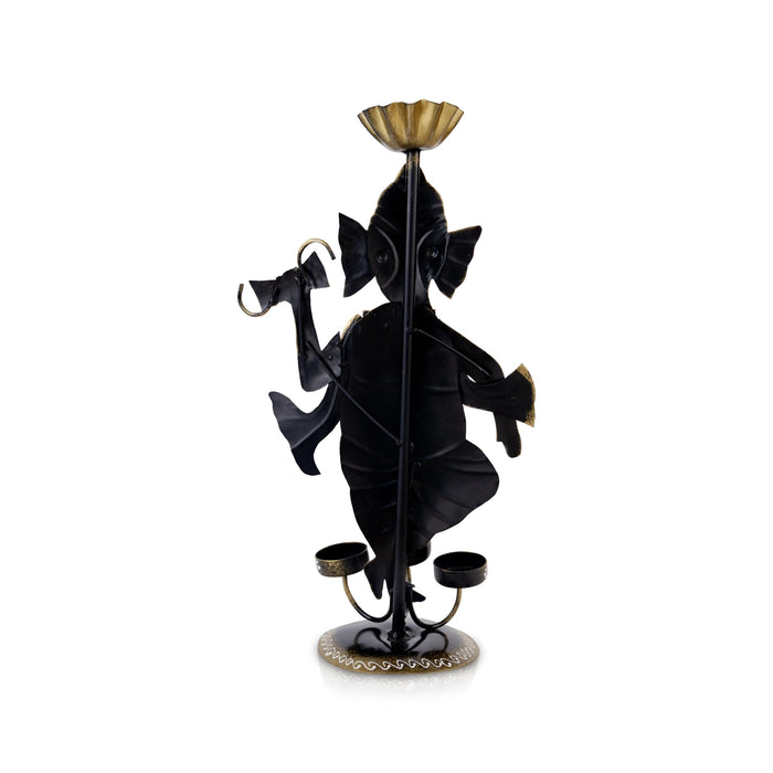 Ganesh Murti Design Tealight Candle Holder- 16 X 8 Inches | Iron T Light Holder/ Tea Light Stand For Home Decor - Table Stand Accessories