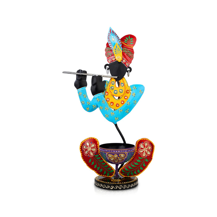 Krishna Murti Design Tealight Candle Holder- 13.5 X 7.5 Inches | T Light Holder/ Tea Light Stand For Home Decor - Table Stand Accessories