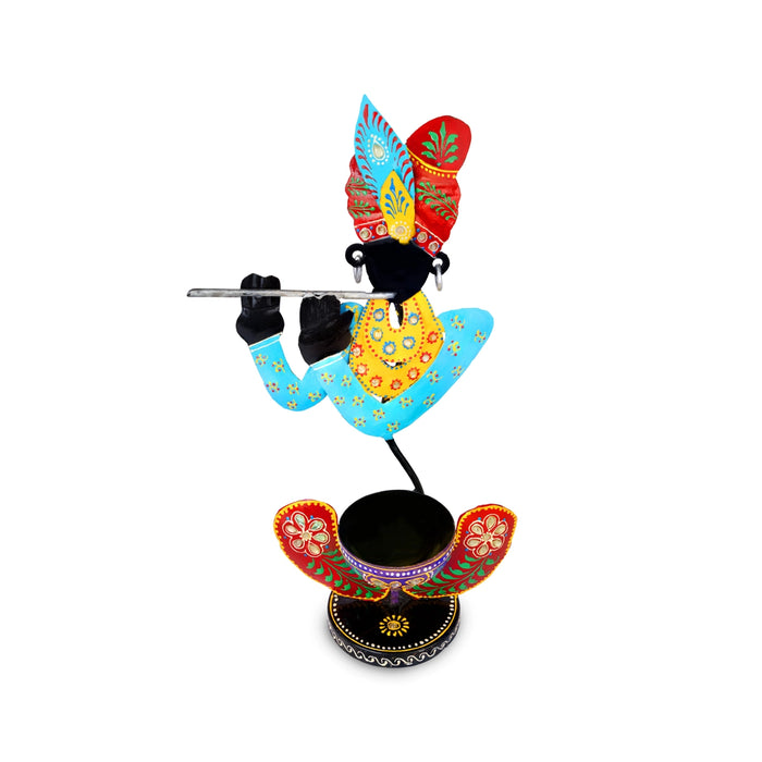 Krishna Murti Design Tealight Candle Holder- 13.5 X 7.5 Inches | T Light Holder/ Tea Light Stand For Home Decor - Table Stand Accessories