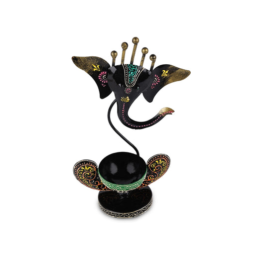 Ganesh Murti Design Tealight Candle Holder- 10.75 X 5.5 Inches | Iron T Light Holder/ Tea Light Stand For Home - Table Stand Accessories