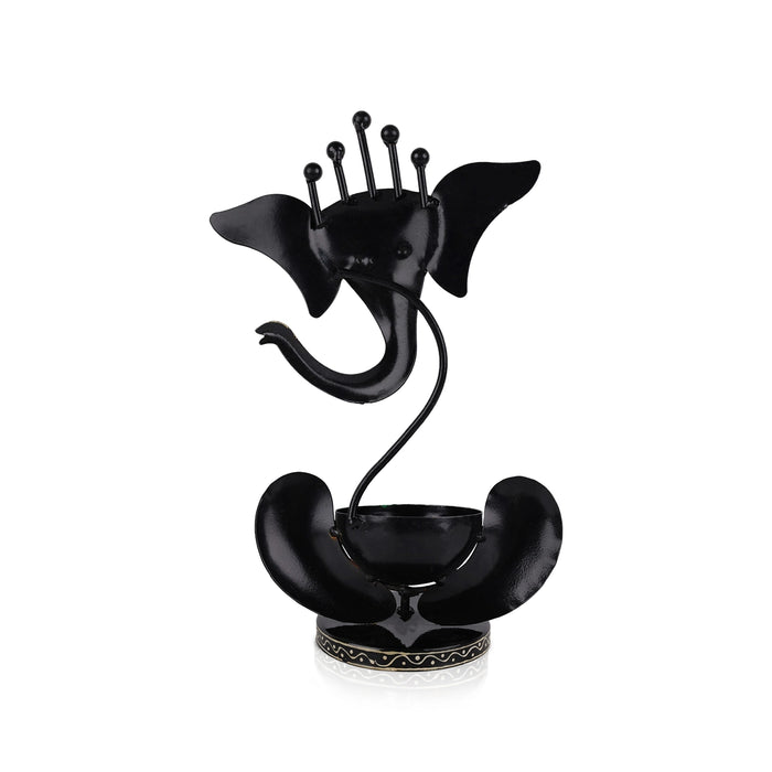 Ganesh Murti Design Tealight Candle Holder- 10.75 X 5.5 Inches | Iron T Light Holder/ Tea Light Stand For Home - Table Stand Accessories