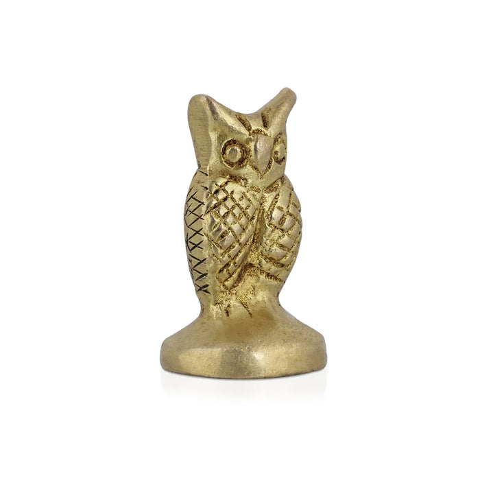 Owl Statue - 1.5 x 0.75 Inches | Brass Idol/ Owl Figurine/ Owl Sculpture For Home Decor, Vastu And Gifting - Table Stand Accessories