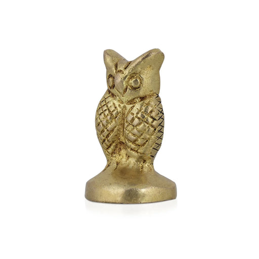 Owl Statue - 1.5 x 0.75 Inches | Brass Idol/ Owl Figurine/ Owl Sculpture For Home Decor, Vastu And Gifting - Table Stand Accessories