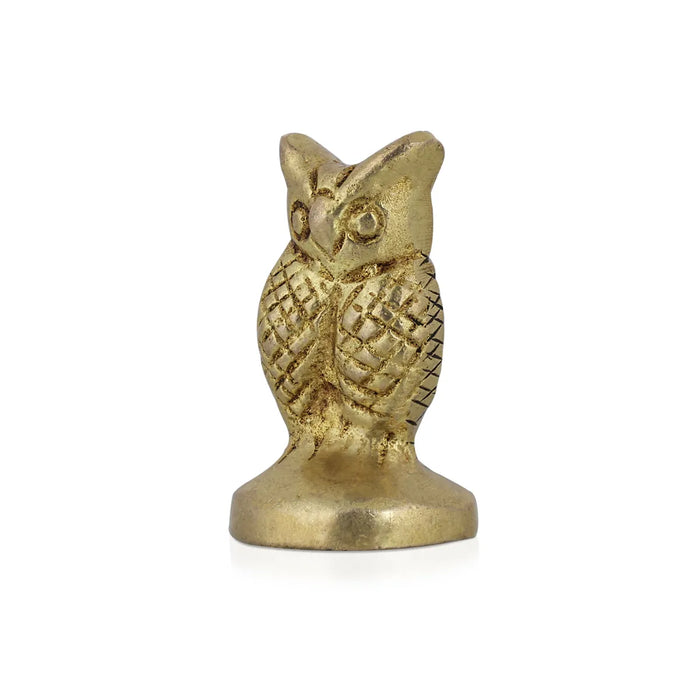 Owl Statue - 1.5 x 0.75 Inches | Brass Idol/ Owl Figurine/ Owl Sculpture For Home Decor, Vastu And Gifting - Table Stand Accessories