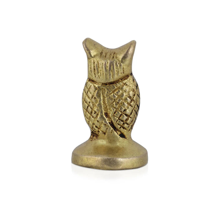 Owl Statue - 1.5 x 0.75 Inches | Brass Idol/ Owl Figurine/ Owl Sculpture For Home Decor, Vastu And Gifting - Table Stand Accessories