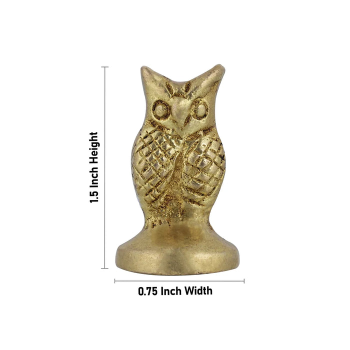 Owl Statue - 1.5 x 0.75 Inches | Brass Idol/ Owl Figurine/ Owl Sculpture For Home Decor, Vastu And Gifting - Table Stand Accessories