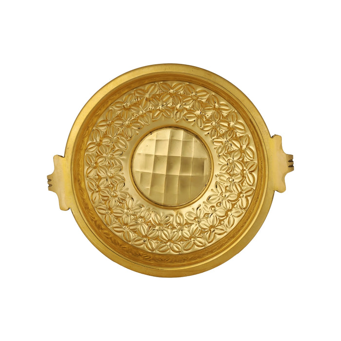 Flower Design Urli - 10.5 x 3.75 inches | Brass Uruli/ Brass Urli for Home & Office Decoration - Uruli & Flower Pot