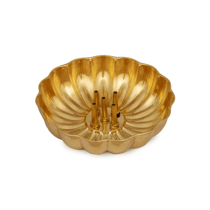 Agarbathi Stand With Bowl - 3.75 Inches | Brass Agarbathi Holder / Lotus Bowl Stand For Pooja Use