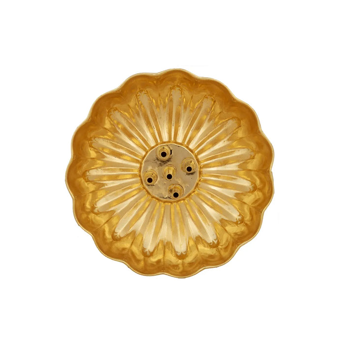 Agarbathi Stand With Bowl - 3.75 Inches | Brass Agarbathi Holder / Lotus Bowl Stand For Pooja Use