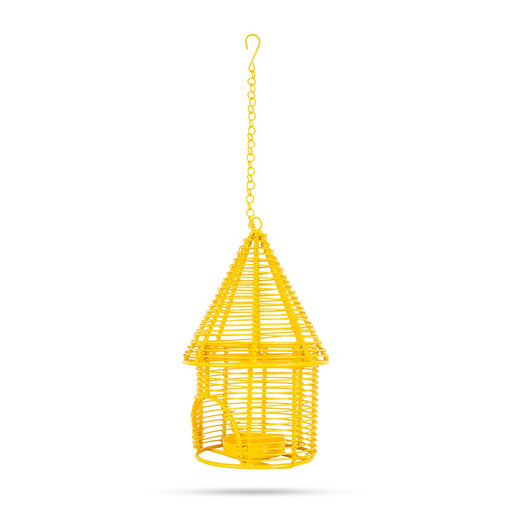 Hanging Bird Cage Cone Hut Nest Tealight Holder with Chain -8 x 5 Inches | Metal T Light Holder/ Tea Light Holder - Table Stand Accessories