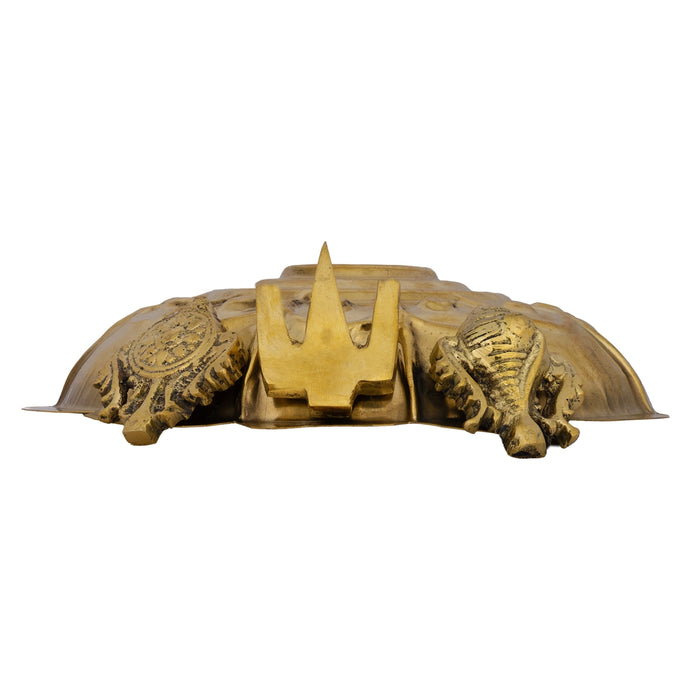 Shodashopachar Kudai with Shank Chakra Namam and Base - 8 x 3 Inches | Brass Shodashopachar Umbrella For Pooja