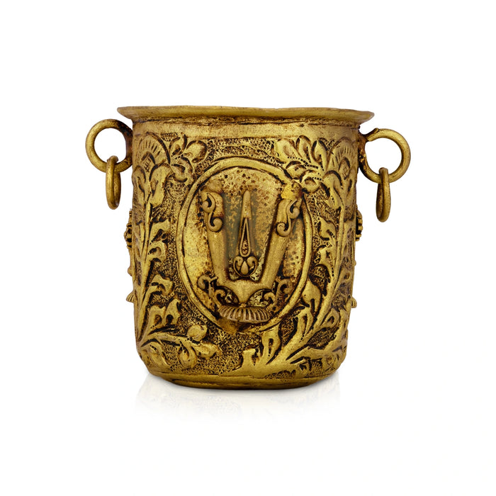 Vishnu Panchapatra with Shank Chakaram Namam - 3 x 2.5 Inches | Pancha Patra/ Panchapatram for Pooja