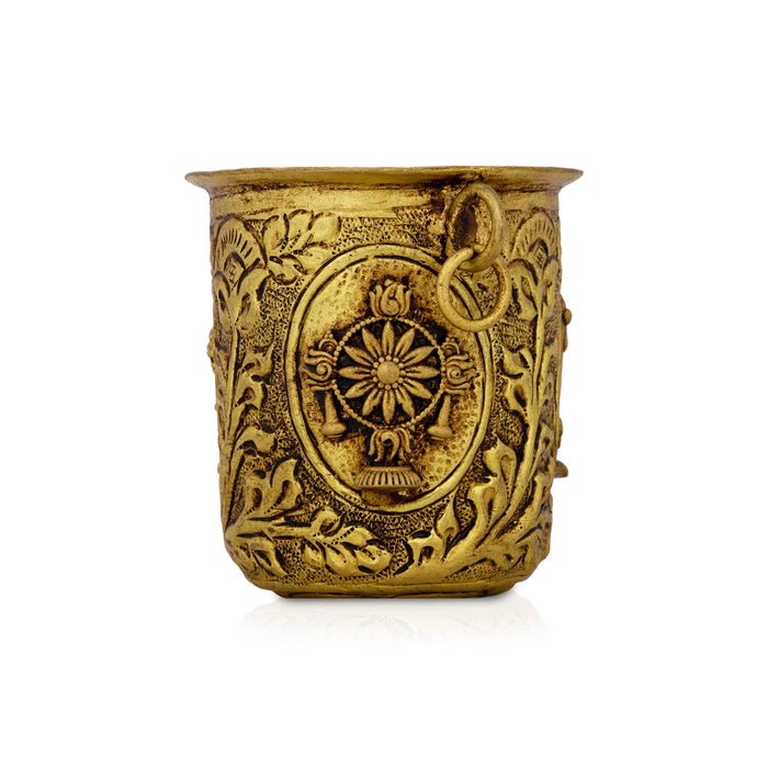 Vishnu Panchapatra with Shank Chakaram Namam - 3 x 2.5 Inches | Pancha Patra/ Panchapatram for Pooja