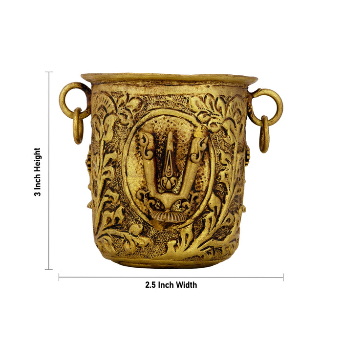 Vishnu Panchapatra with Shank Chakaram Namam - 3 x 2.5 Inches | Pancha Patra/ Panchapatram for Pooja