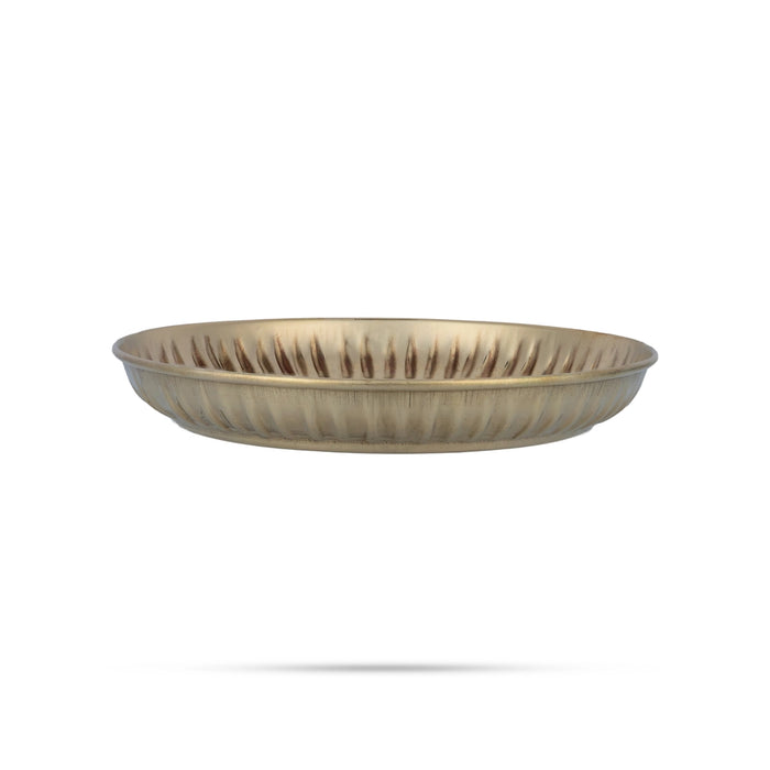 Pichwai Plate - 5 Inches | Cow And Calf Design Brass Plate / Round Shape Plate / Decorative Plate For Serving