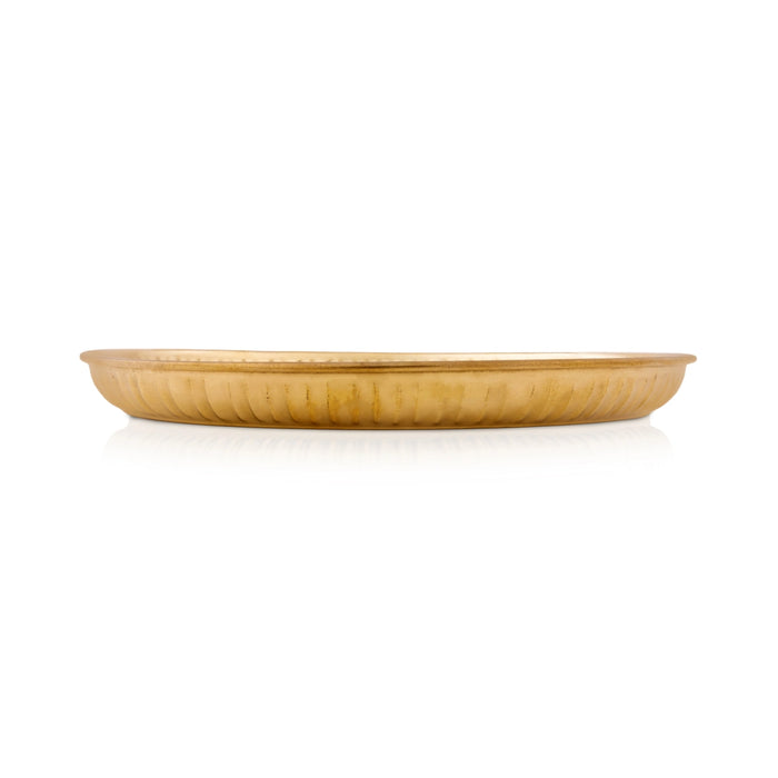 Brass Plate with Pichwai Peacock Design - 8 Inches | Elegant Decorative Plate for Home & Gifting