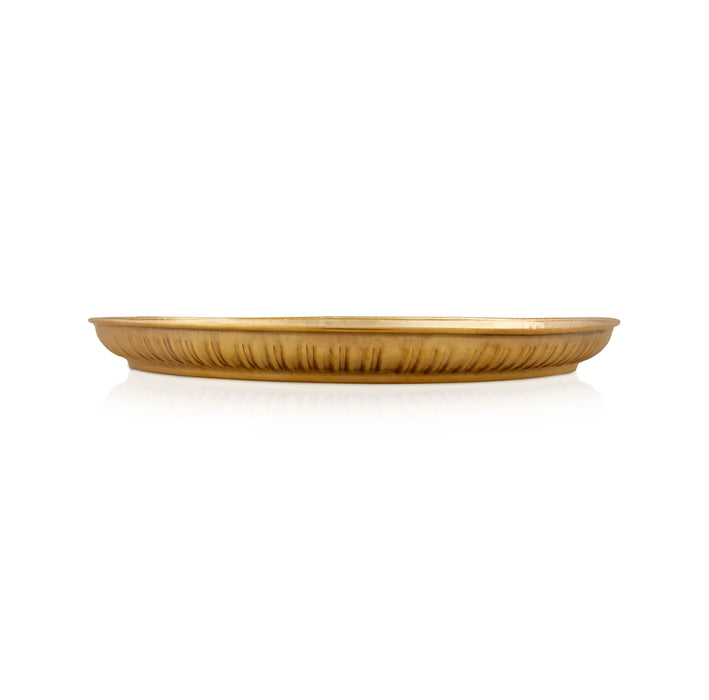 Cow And Calf Design Pichwai Plate - 10 Inches | Round Shape/ Brass Thali Plate/Decorative Plate For Serving