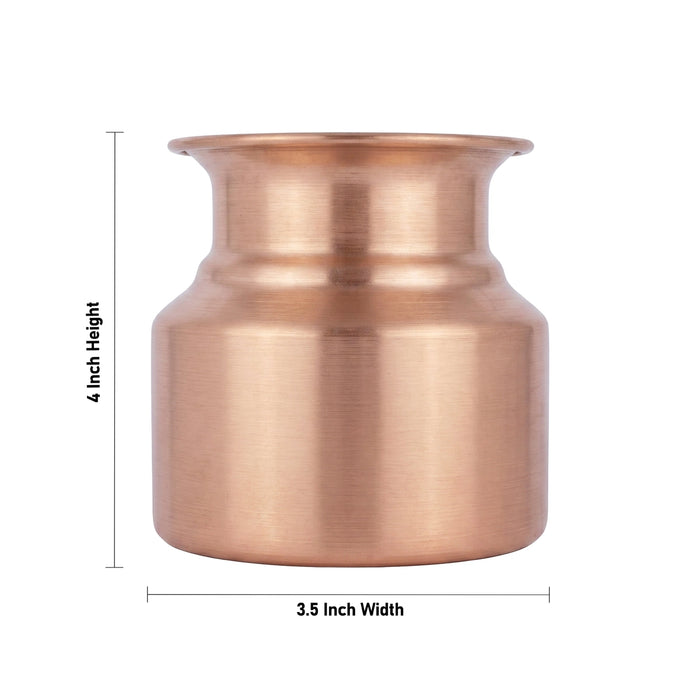 Copper Lota - 4 x 3.5 Inches | Copper Chombu / Traditional Kalash / Pooja Pot for Home & Pooja