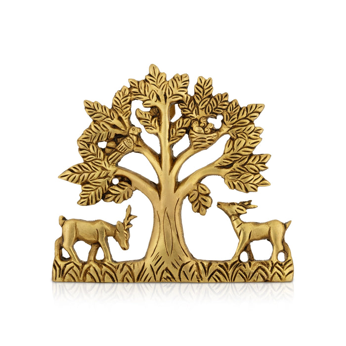 Tree with Animal Wall Hanging - 5 x 5.5 Inches | Brass Wall Decor/ Decorative Wall Hanging for Home & Office