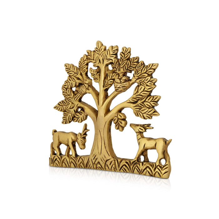 Tree with Animal Wall Hanging - 5 x 5.5 Inches | Brass Wall Decor/ Decorative Wall Hanging for Home & Office