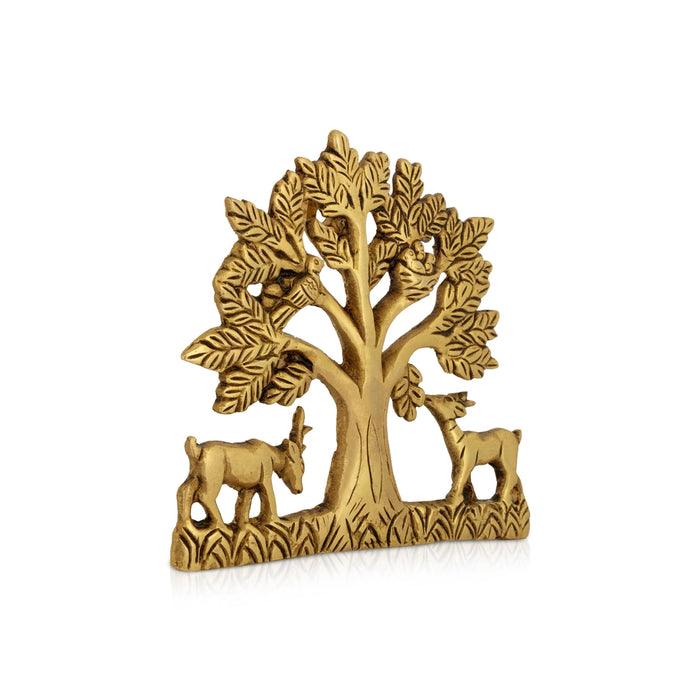Tree with Animal Wall Hanging - 5 x 5.5 Inches | Brass Wall Decor/ Decorative Wall Hanging for Home & Office