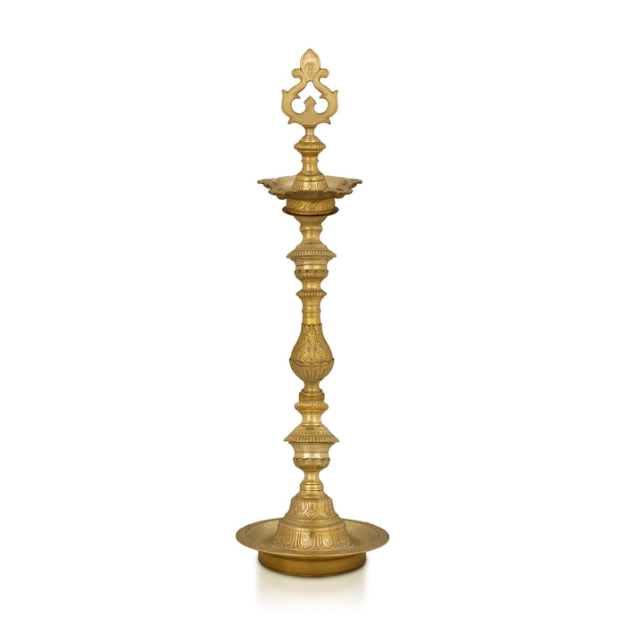 Kuthu Vilakku - 33.5 x 10 Inches | Brass Deepam / Pirai Nagas Design Lamp/ Kuthuvilakku For home & Pooja - Kuthuvilakku