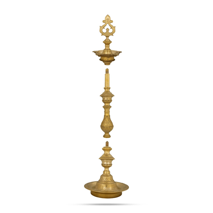 Kuthu Vilakku - 33.5 x 10 Inches | Brass Deepam / Pirai Nagas Design Lamp/ Kuthuvilakku For home & Pooja - Kuthuvilakku