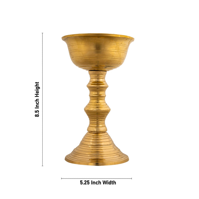 Kalanchi Diya - 8.5 x 5.25 Inches | Brass Lamp/ Brass Deepam/ Kalanjiam Diya for Pooja/ 1.510 Kgs Approx