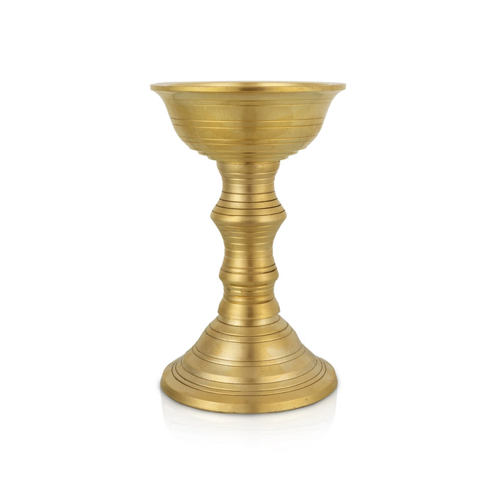 Kalanji Diya - 5 x 5 Inches | Brass Lamp / Kalanchi Deepam / Kalanjiam Diya for Pooja - Sambrani Stand