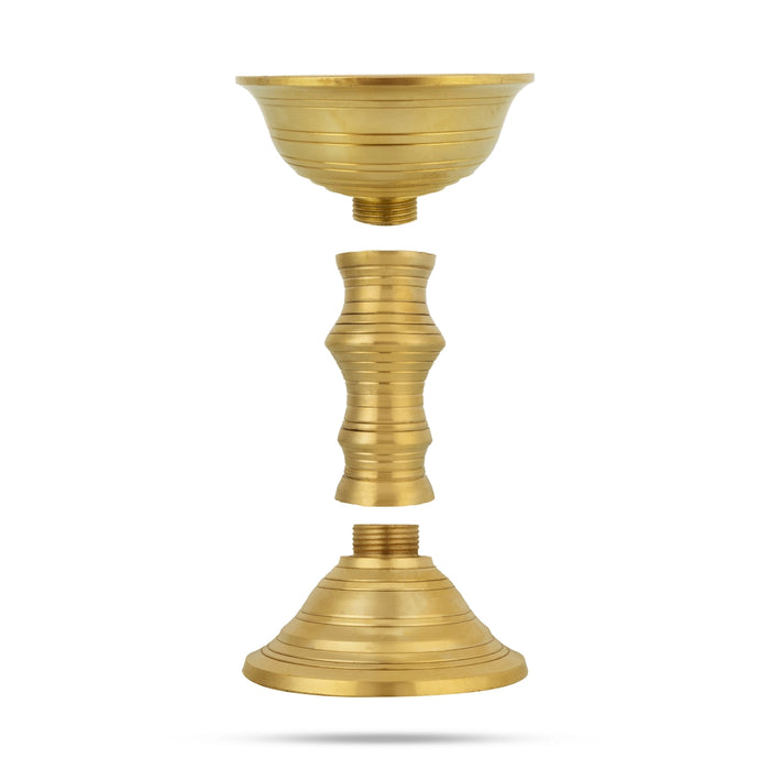 Kalanji Diya - 5 x 5 Inches | Brass Lamp / Kalanchi Deepam / Kalanjiam Diya for Pooja - Sambrani Stand