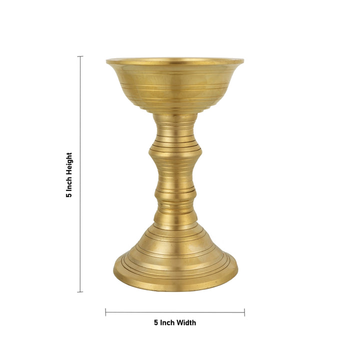 Kalanji Diya - 5 x 5 Inches | Brass Lamp / Kalanchi Deepam / Kalanjiam Diya for Pooja - Sambrani Stand