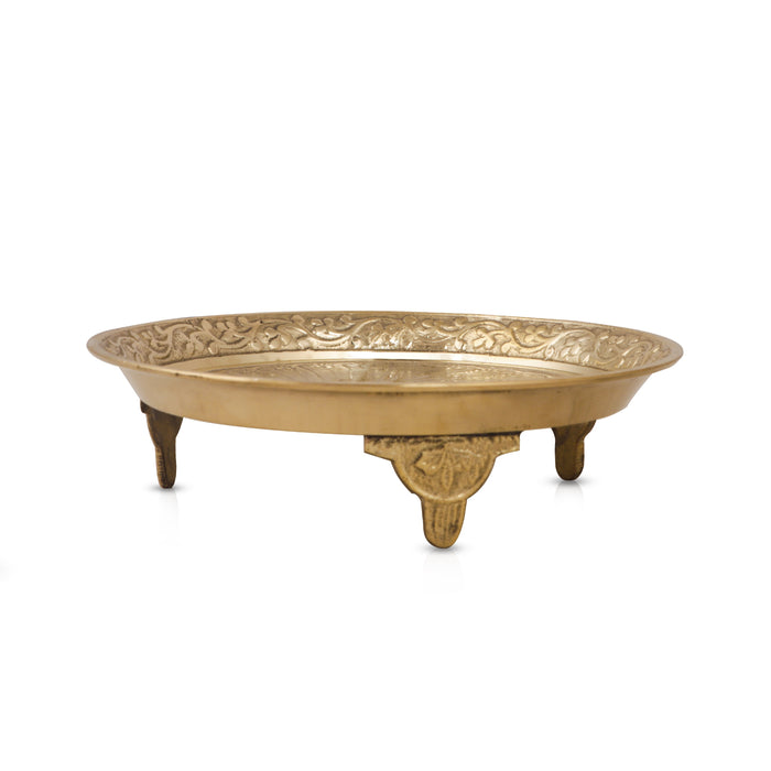 Brass Tray - 1.5 Inches | Puja Thali/ Decorative Thali/ Pin Tray for Pooja - Pooja Plate & Tray