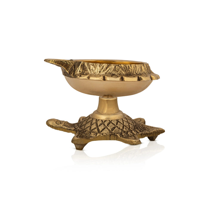 Kubera Vilakku With Tortoise Base - 2 x 2 Inches | Kuber Diya/ Brass Kuber Deepam for Pooja/ 100 Gms Approx - Kuber Deep